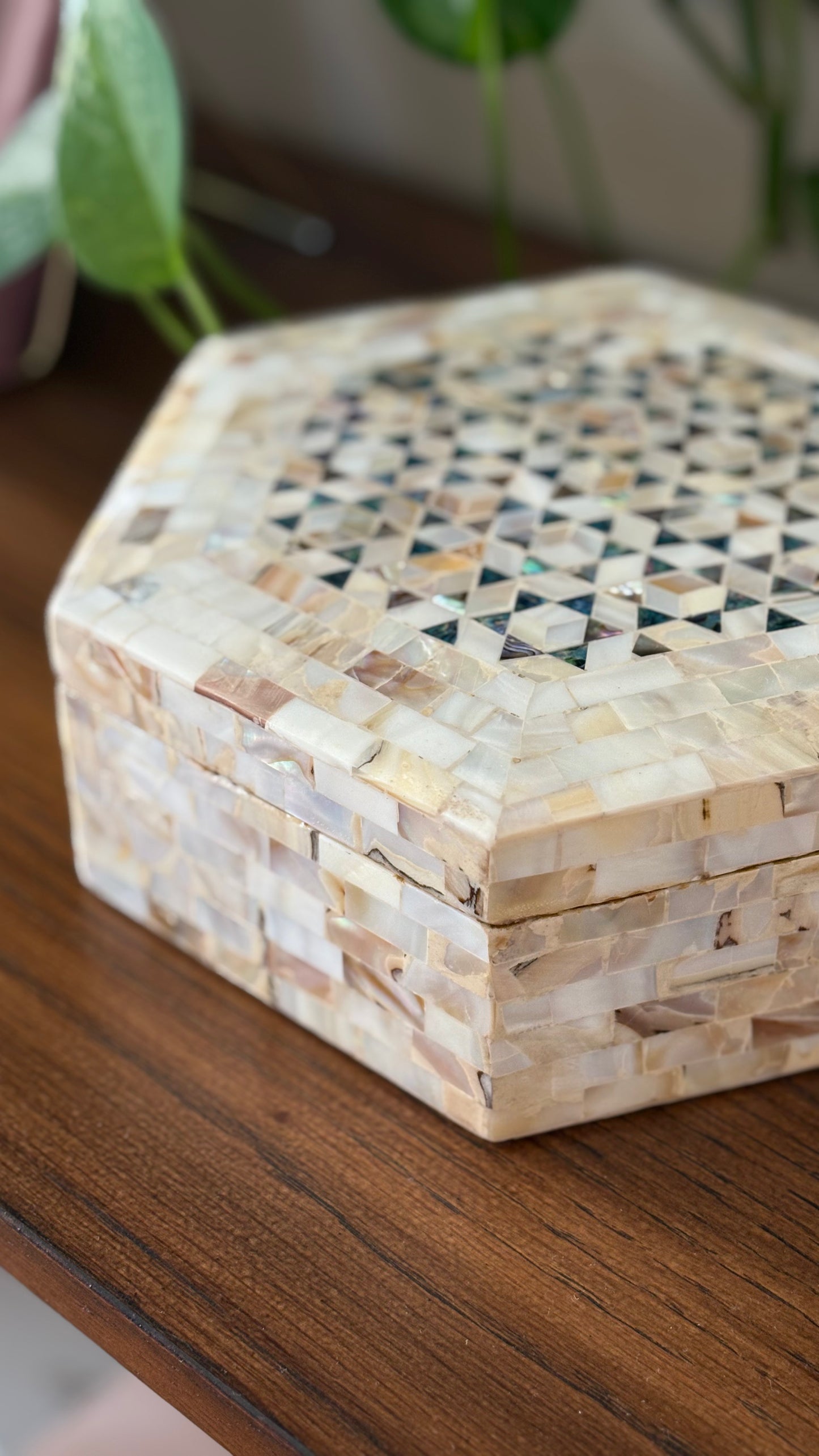 Artisan Geometric Mother-of-Pearl Box